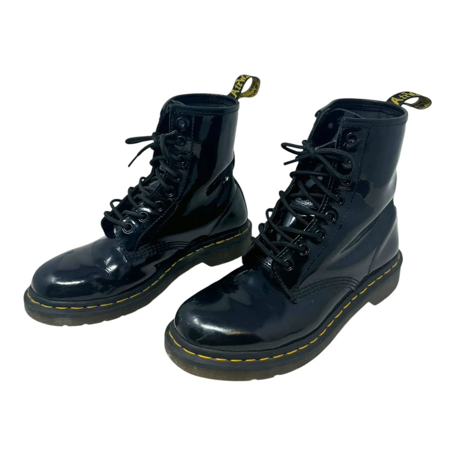 1460 Patent Boots Combat By Dr Martens In Black, Size: 8