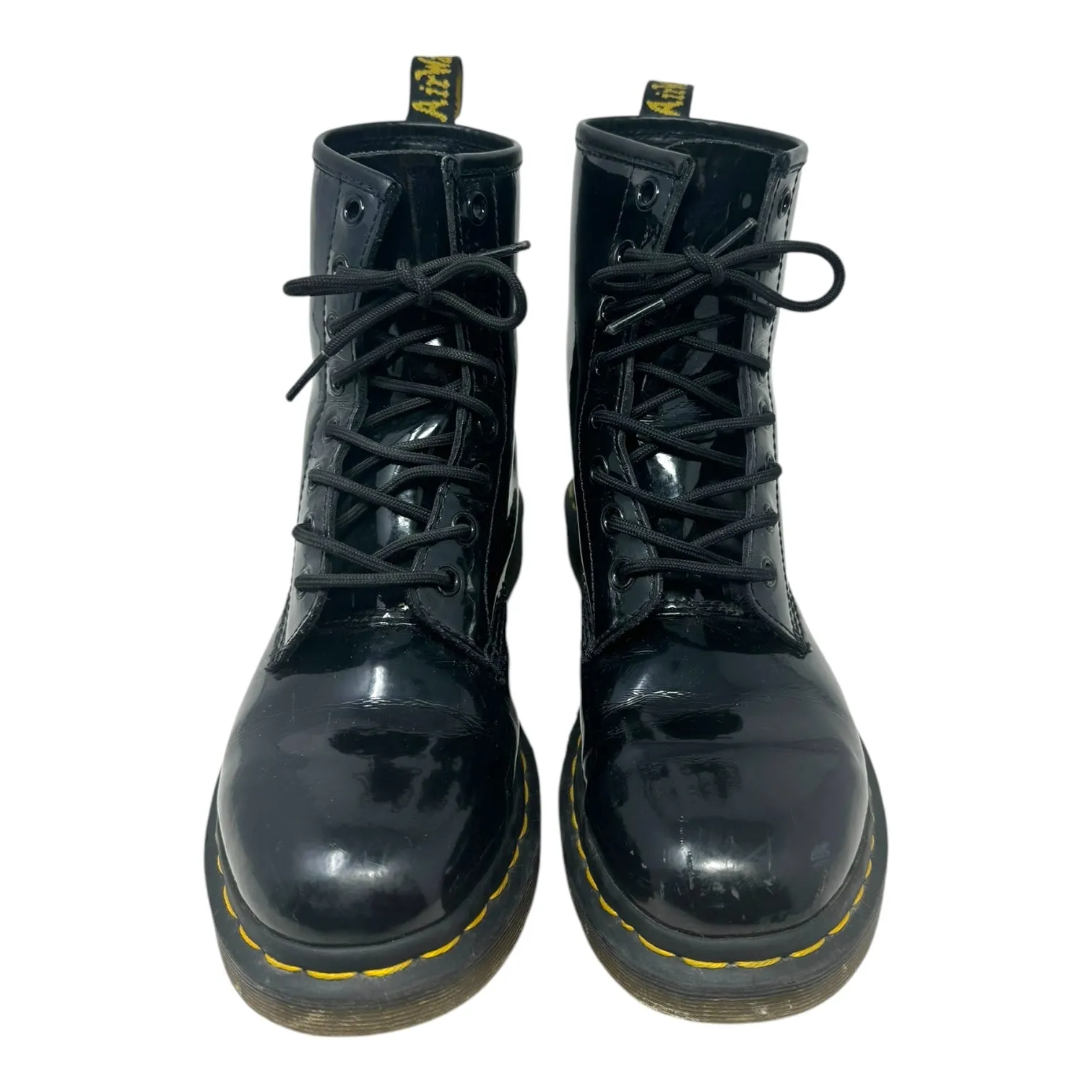 1460 Patent Boots Combat By Dr Martens In Black, Size: 8
