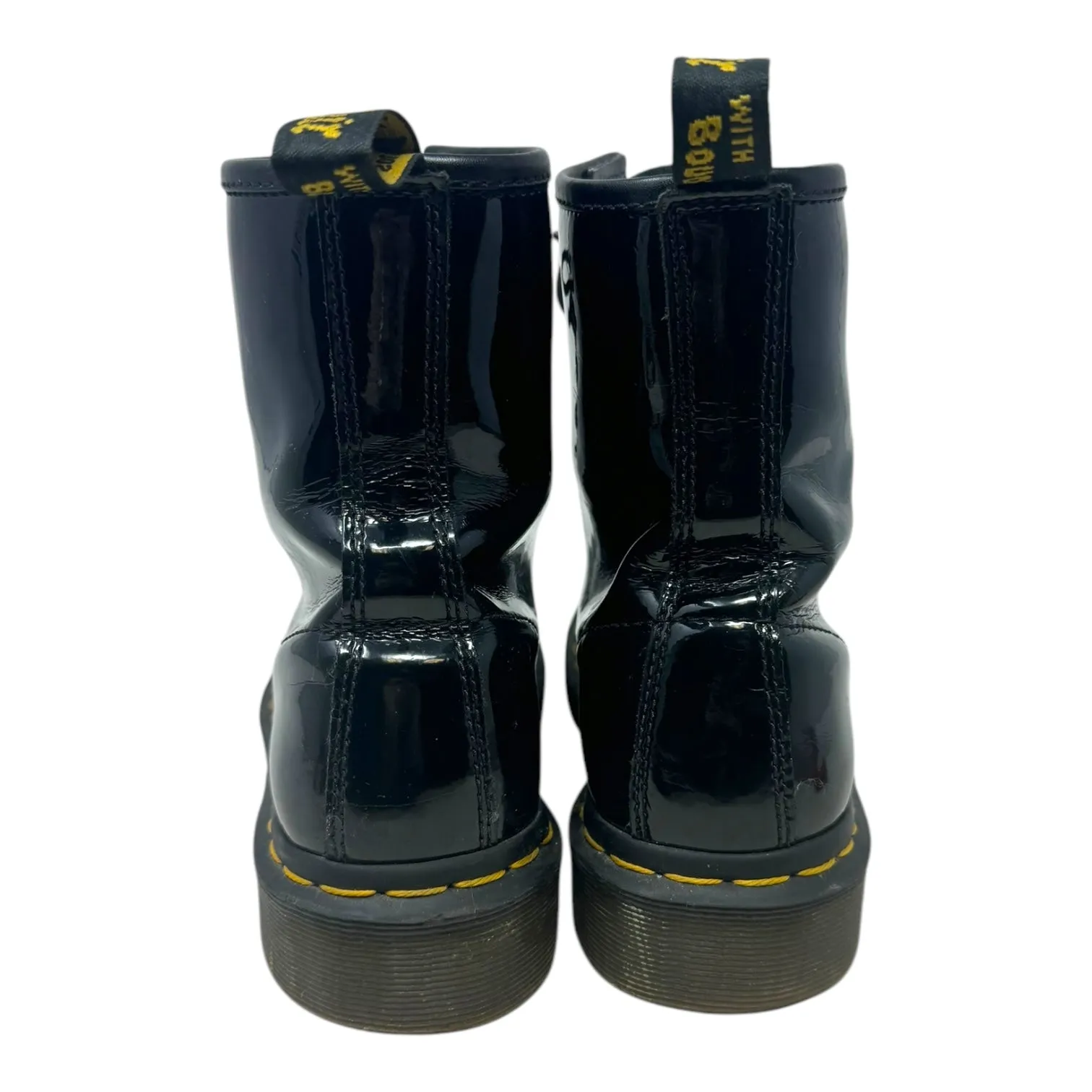 1460 Patent Boots Combat By Dr Martens In Black, Size: 8