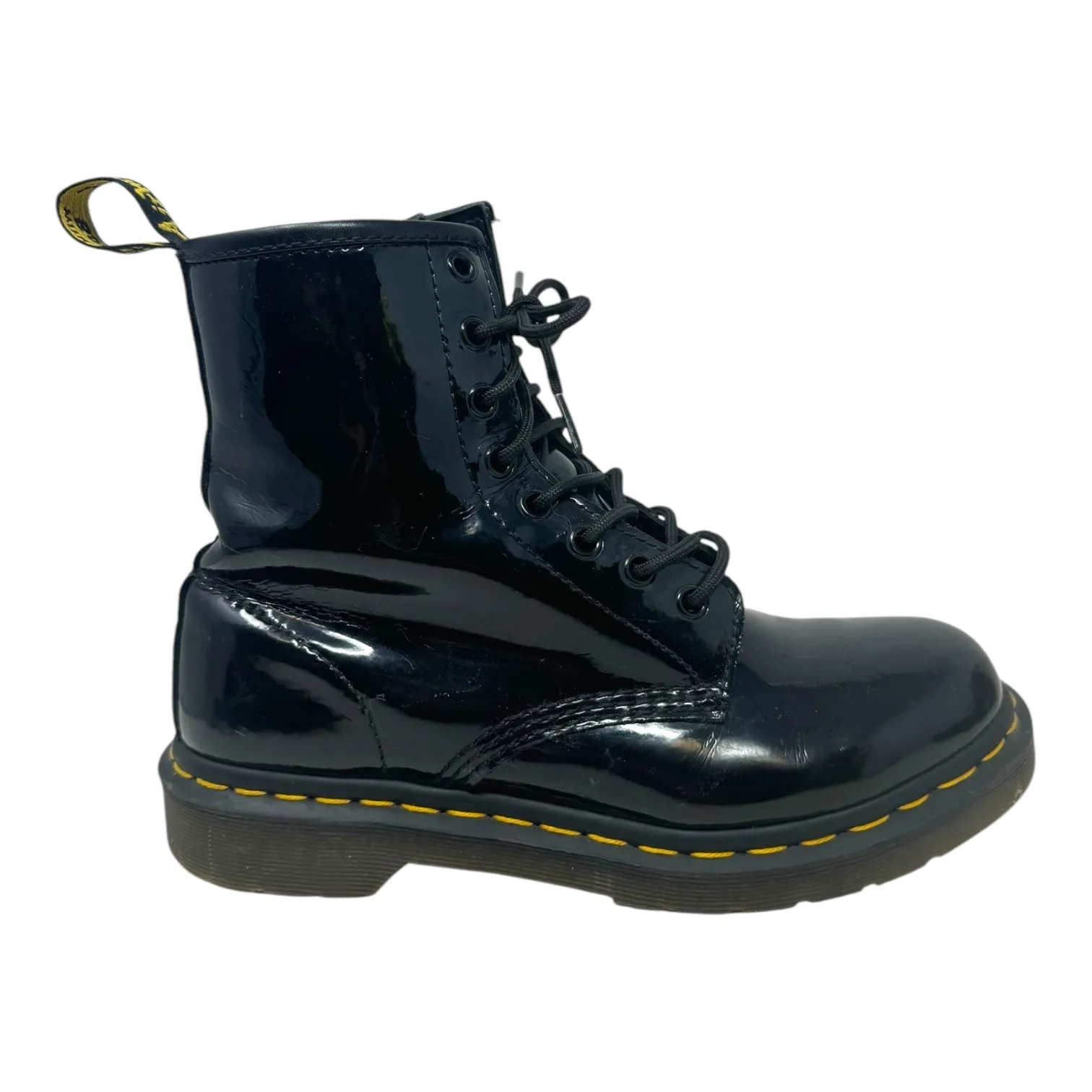 1460 Patent Boots Combat By Dr Martens In Black, Size: 8