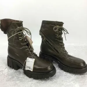 A.S.98 Women Size 9 Olive NWOT Leather Lace Up Combat Boots