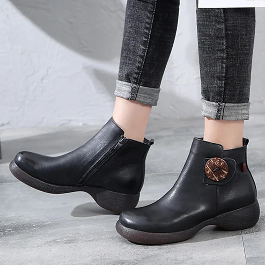 Autumn Retro Leather Handmade Women's Boots | Gift Shoes