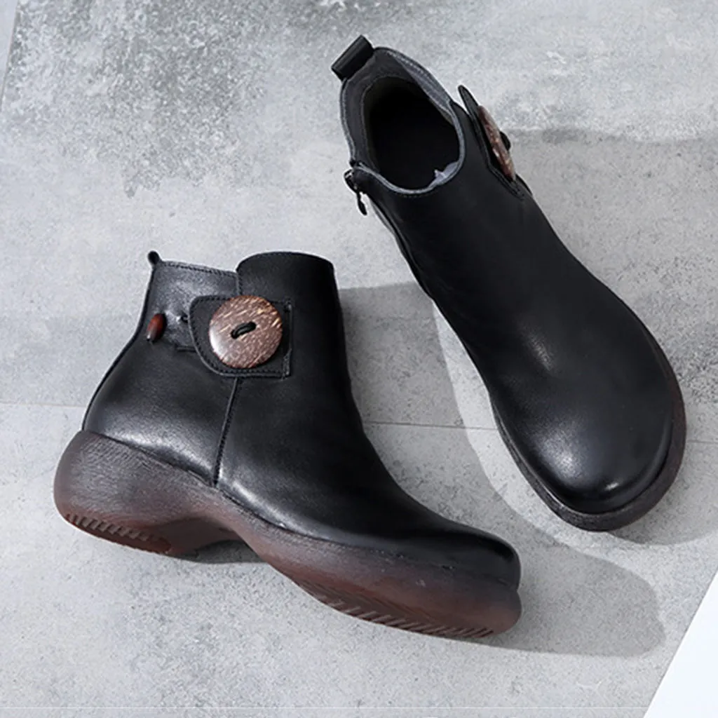 Autumn Retro Leather Handmade Women's Boots | Gift Shoes