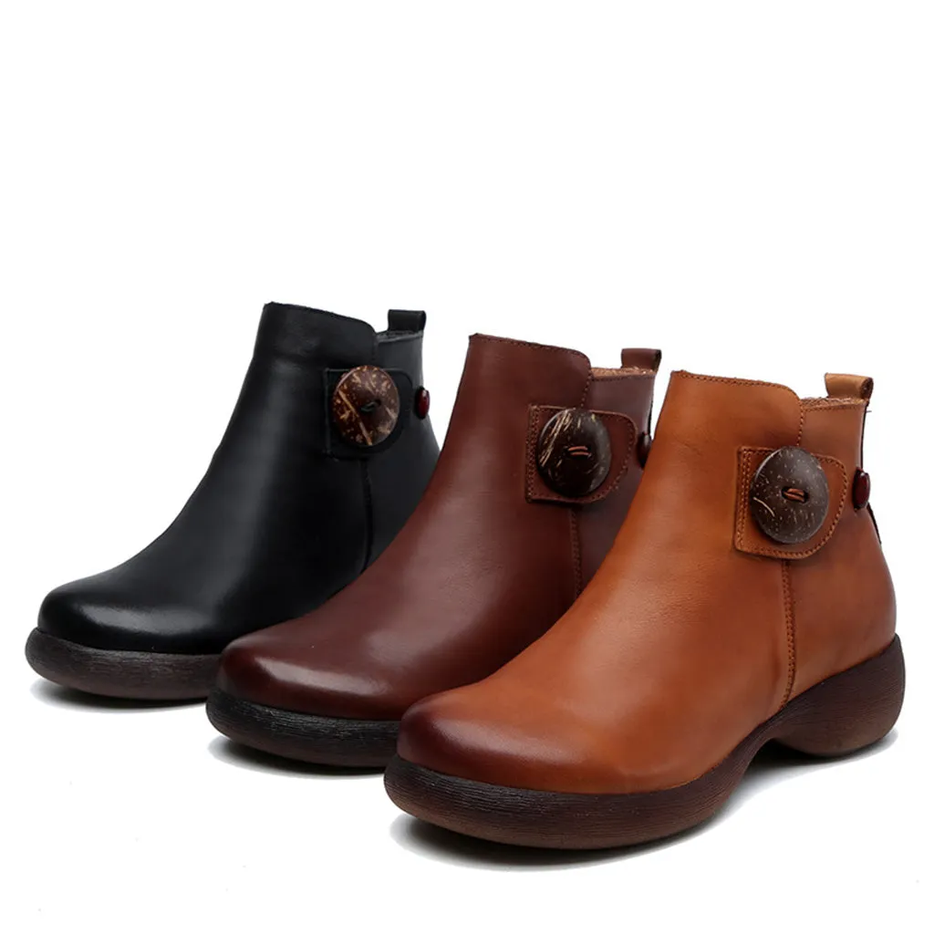 Autumn Retro Leather Handmade Women's Boots | Gift Shoes