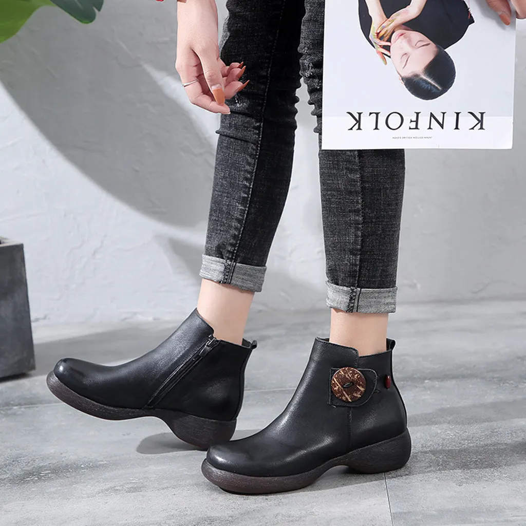 Autumn Retro Leather Handmade Women's Boots | Gift Shoes