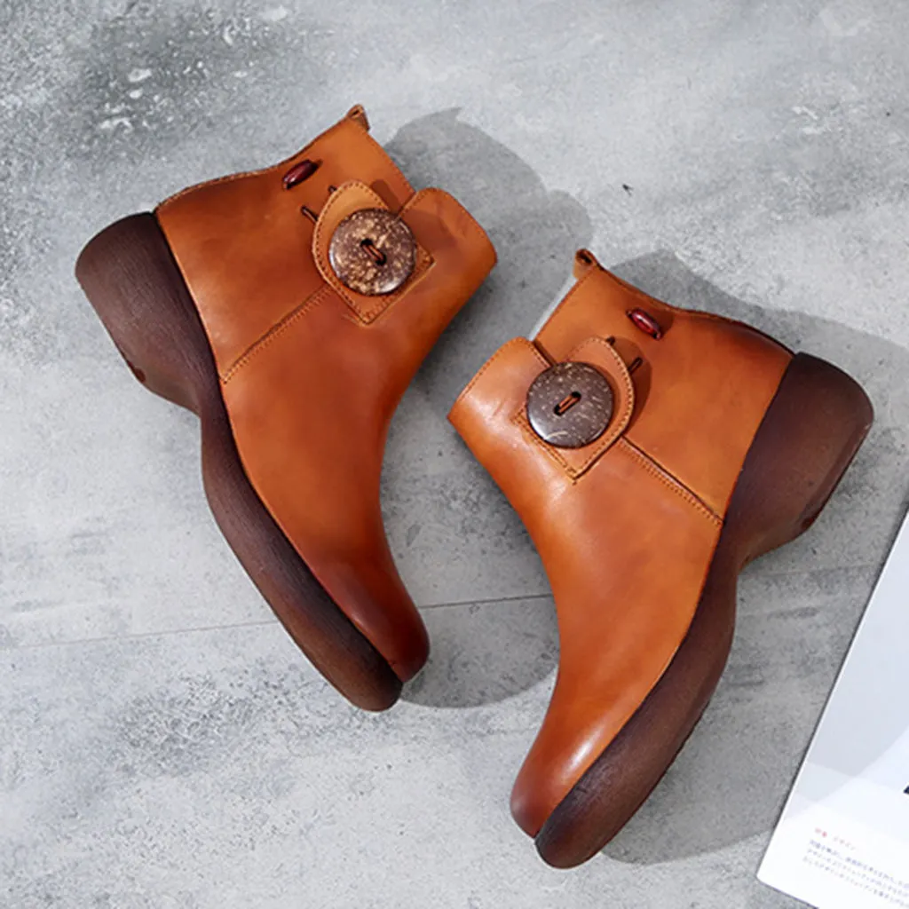 Autumn Retro Leather Handmade Women's Boots | Gift Shoes