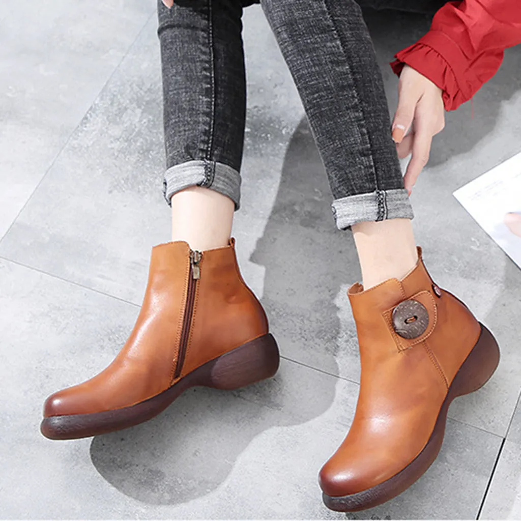 Autumn Retro Leather Handmade Women's Boots | Gift Shoes