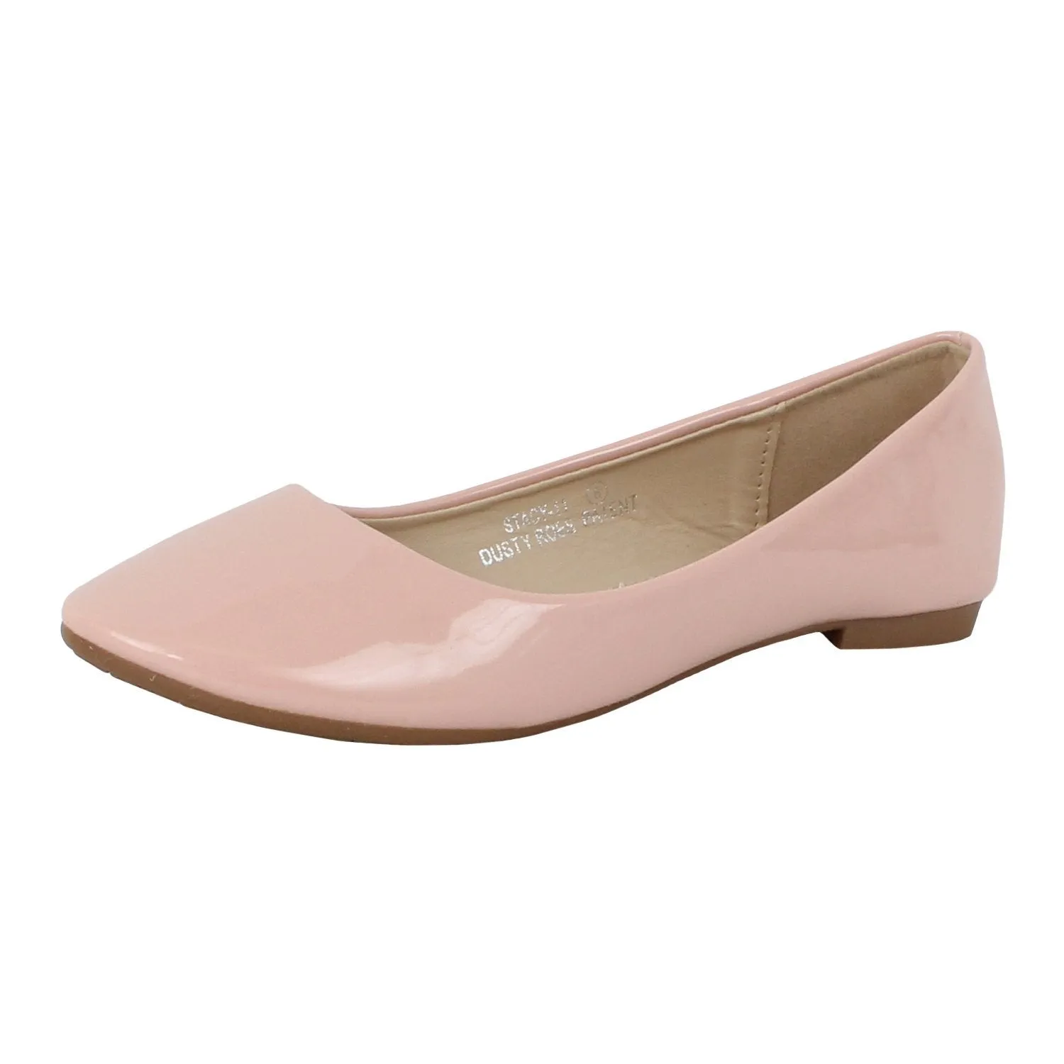 Bella Marie Stacy-11 Women's round toe patent leather slip on boat ballet flat shoes
