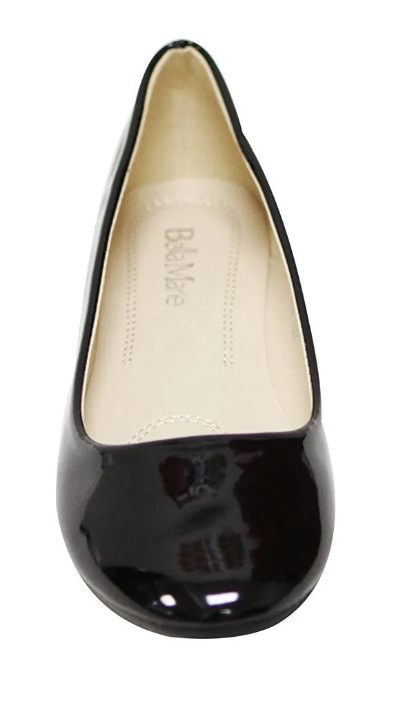 Bella Marie Stacy-11 Women's round toe patent leather slip on boat ballet flat shoes