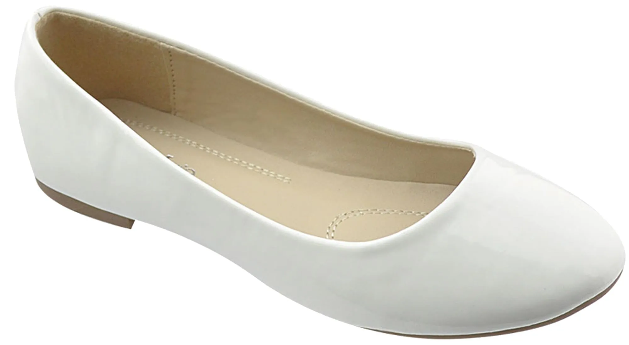 Bella Marie Stacy-11 Women's round toe patent leather slip on boat ballet flat shoes