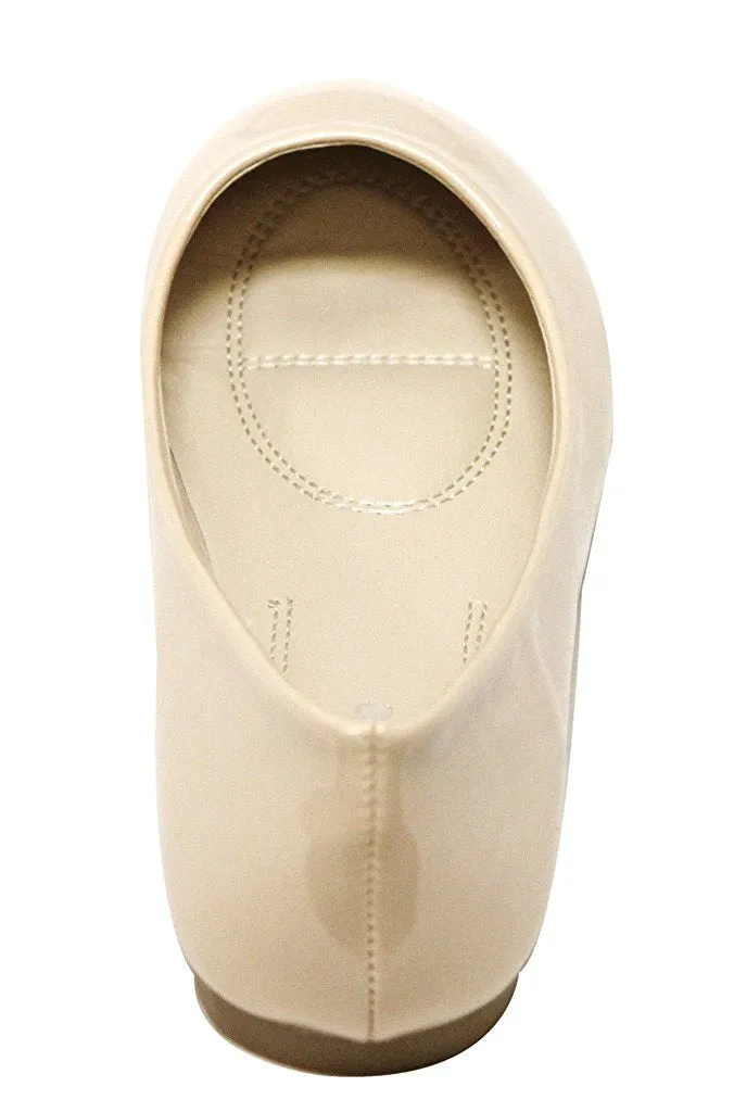 Bella Marie Stacy-11 Women's round toe patent leather slip on boat ballet flat shoes