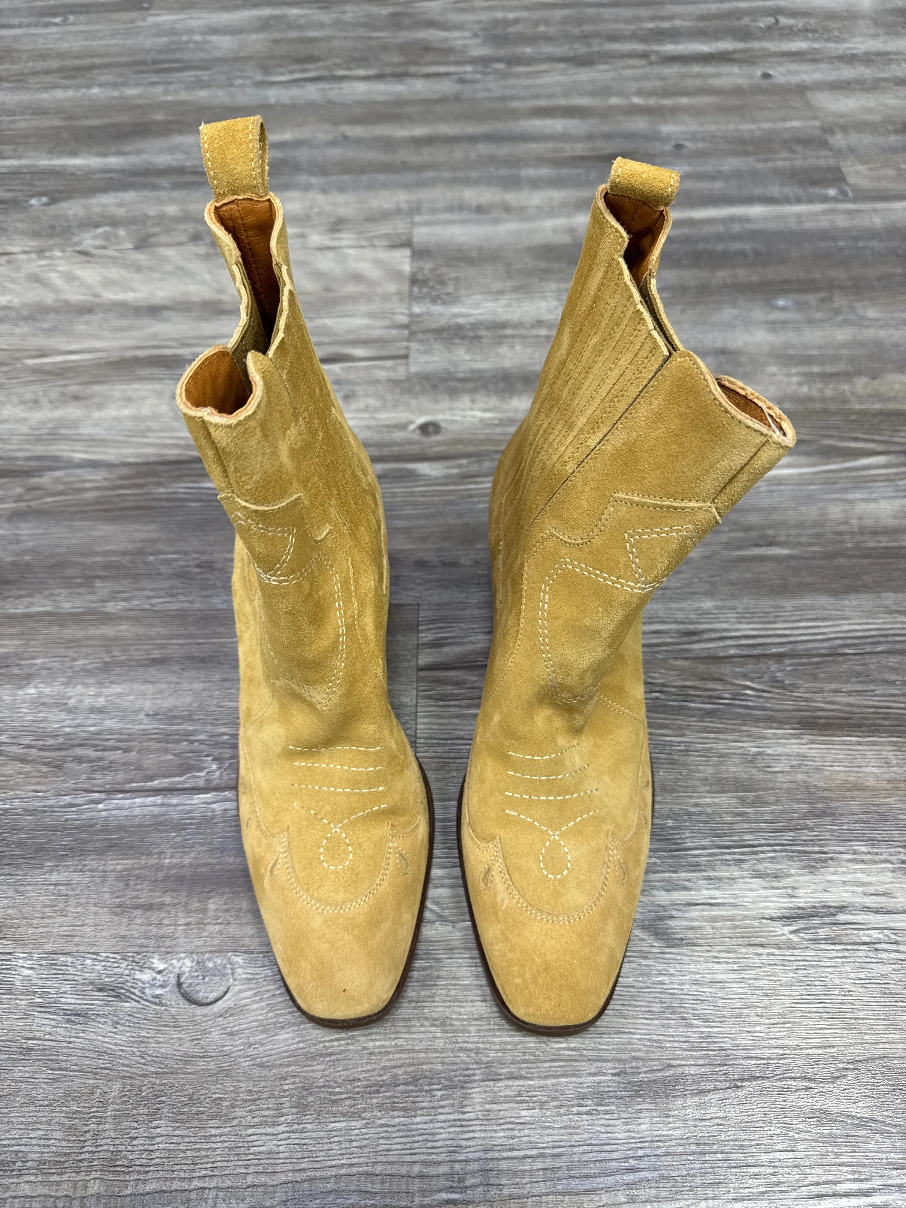 Boots Ankle Heels By Cma In Yellow, Size: 8.5