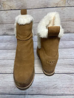 Boots Ankle Heels By Ugg In Tan, Size: 8