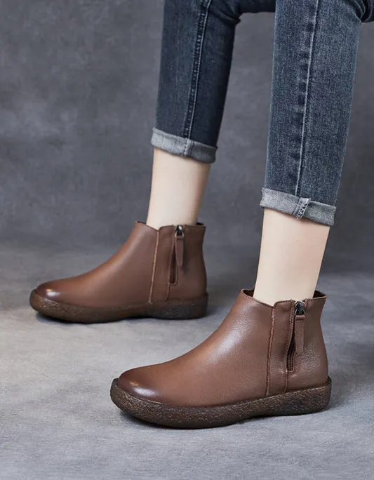 Comfort Bouncing Sole Soft Leather Ankle Boots 35-42