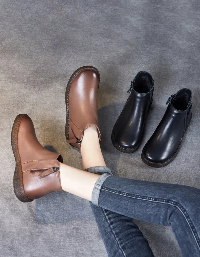 Comfort Bouncing Sole Soft Leather Ankle Boots 35-42