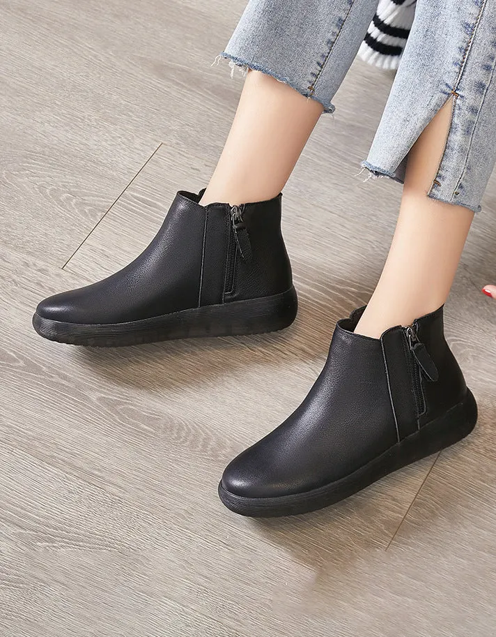 Comfort Bouncing Sole Soft Leather Ankle Boots 35-42