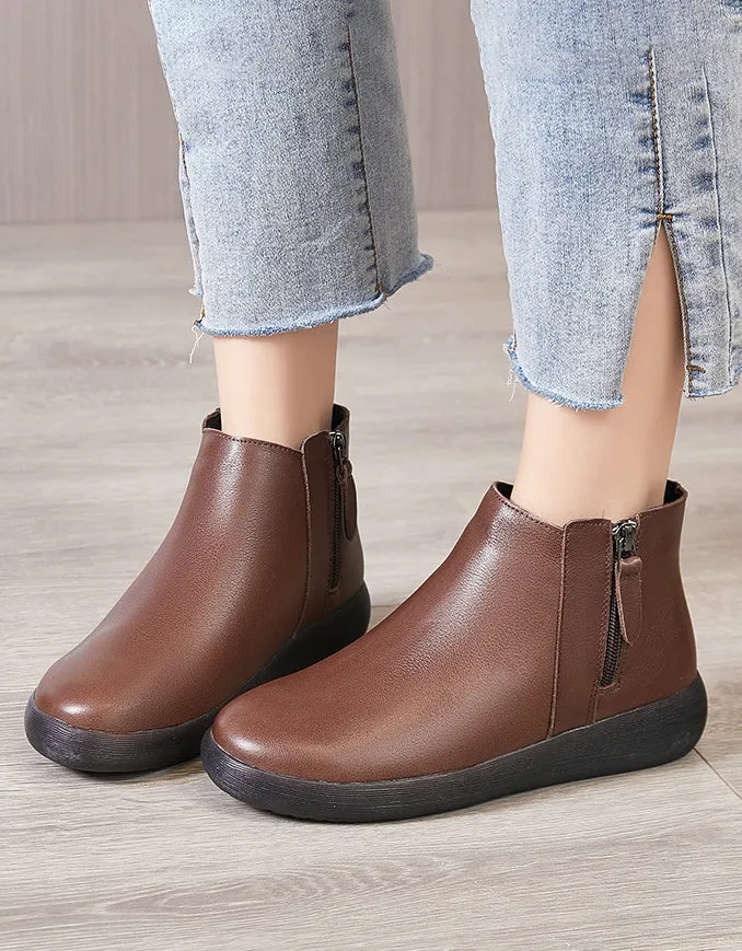 Comfort Bouncing Sole Soft Leather Ankle Boots 35-42