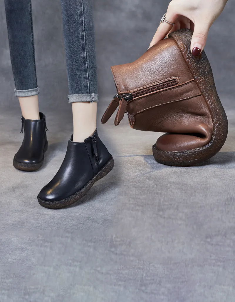 Comfort Bouncing Sole Soft Leather Ankle Boots 35-42