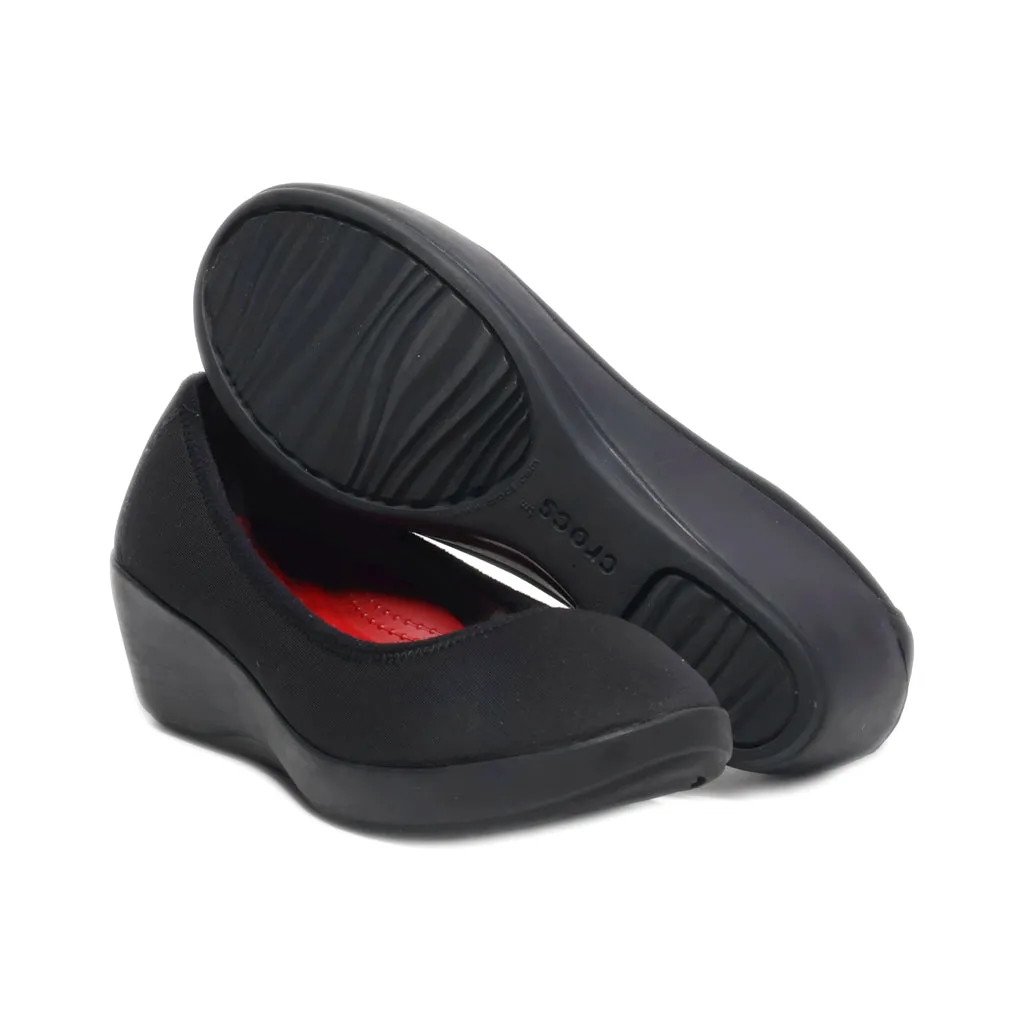 Crocs Wedge Shoes Fabric Black Colour For Women
