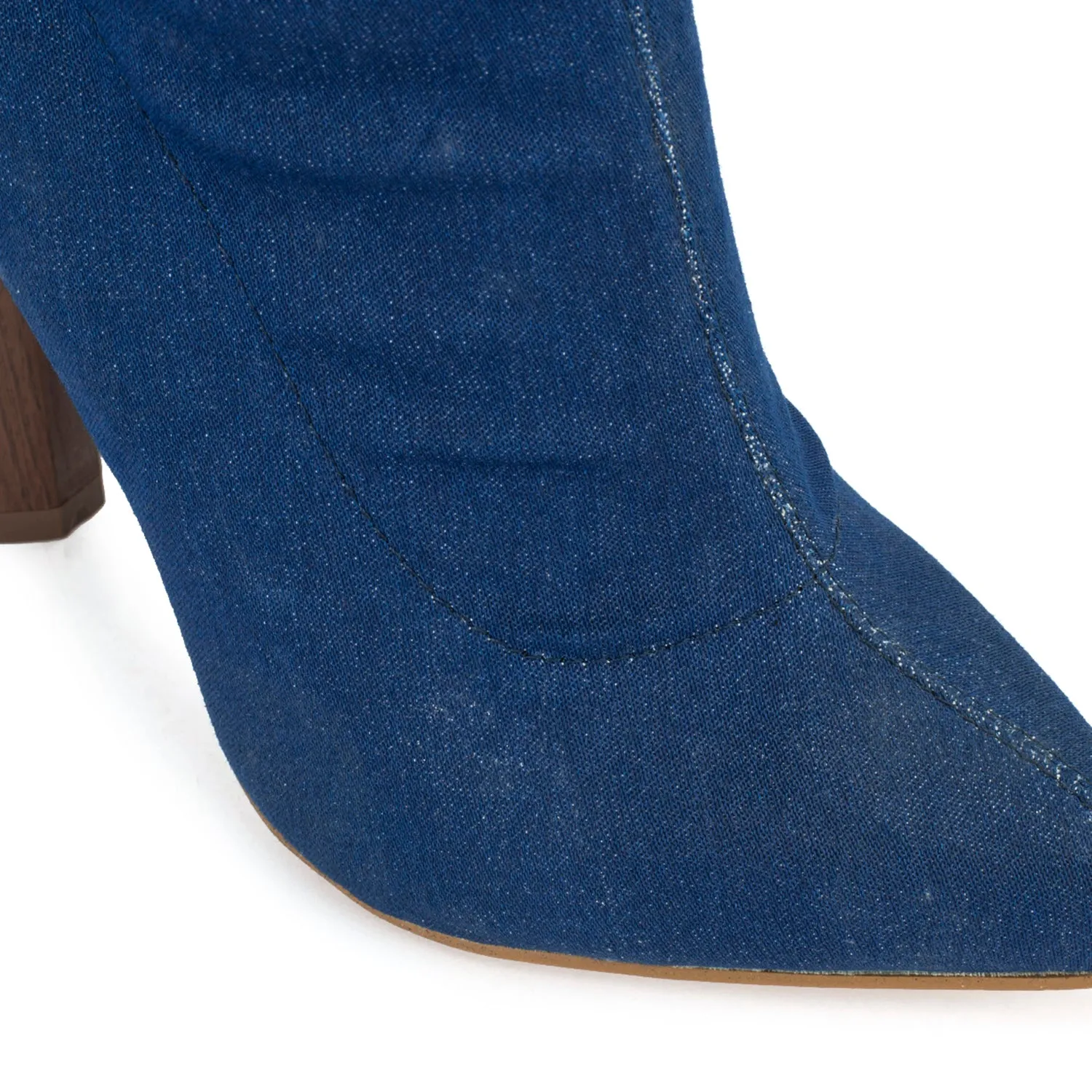 Denim Round Heel Ankle Boots