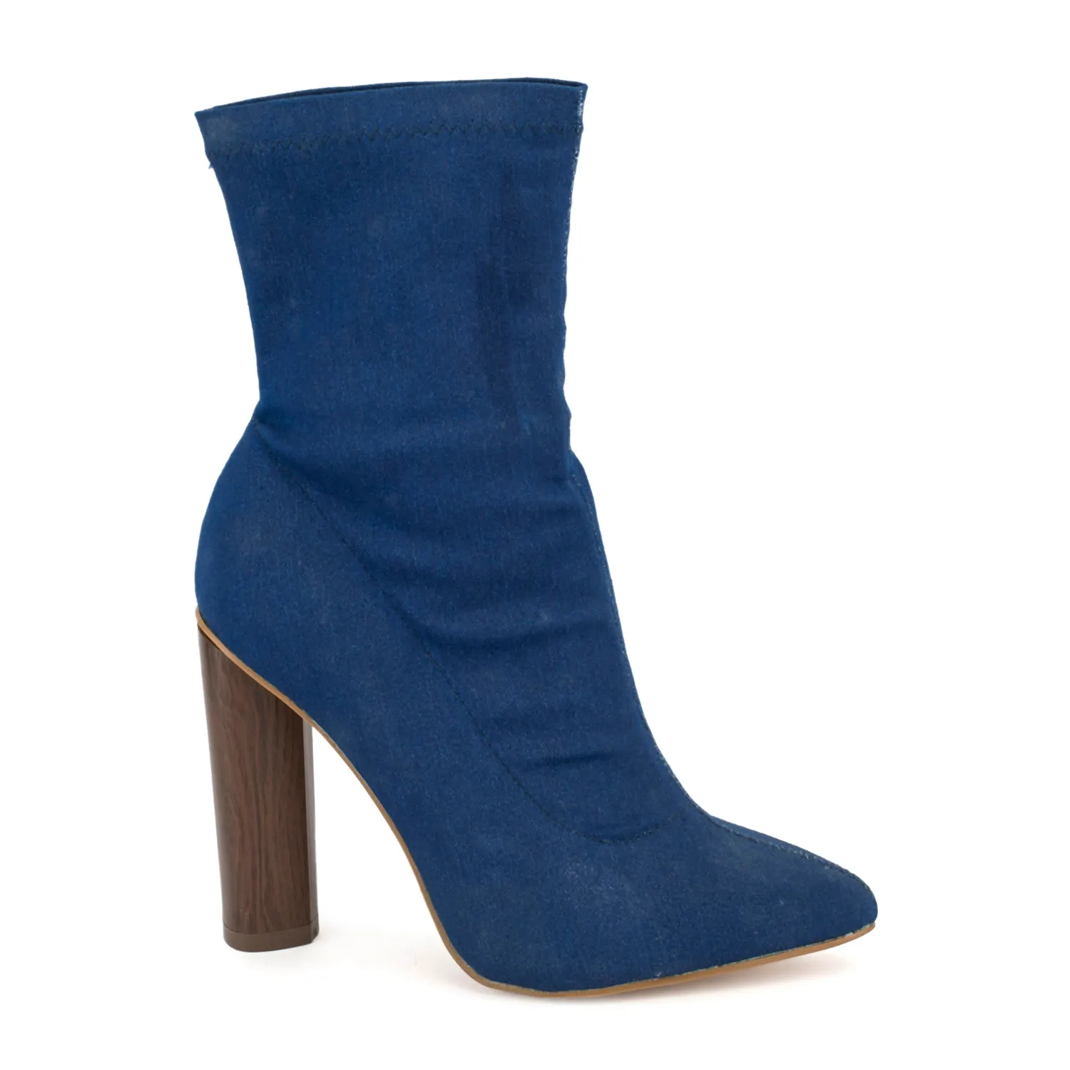 Denim Round Heel Ankle Boots