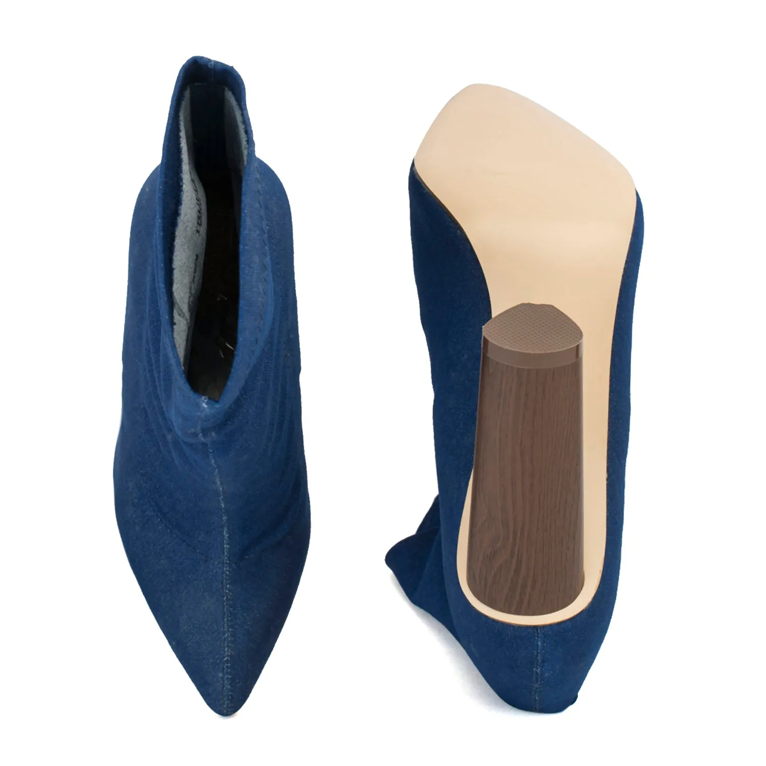 Denim Round Heel Ankle Boots