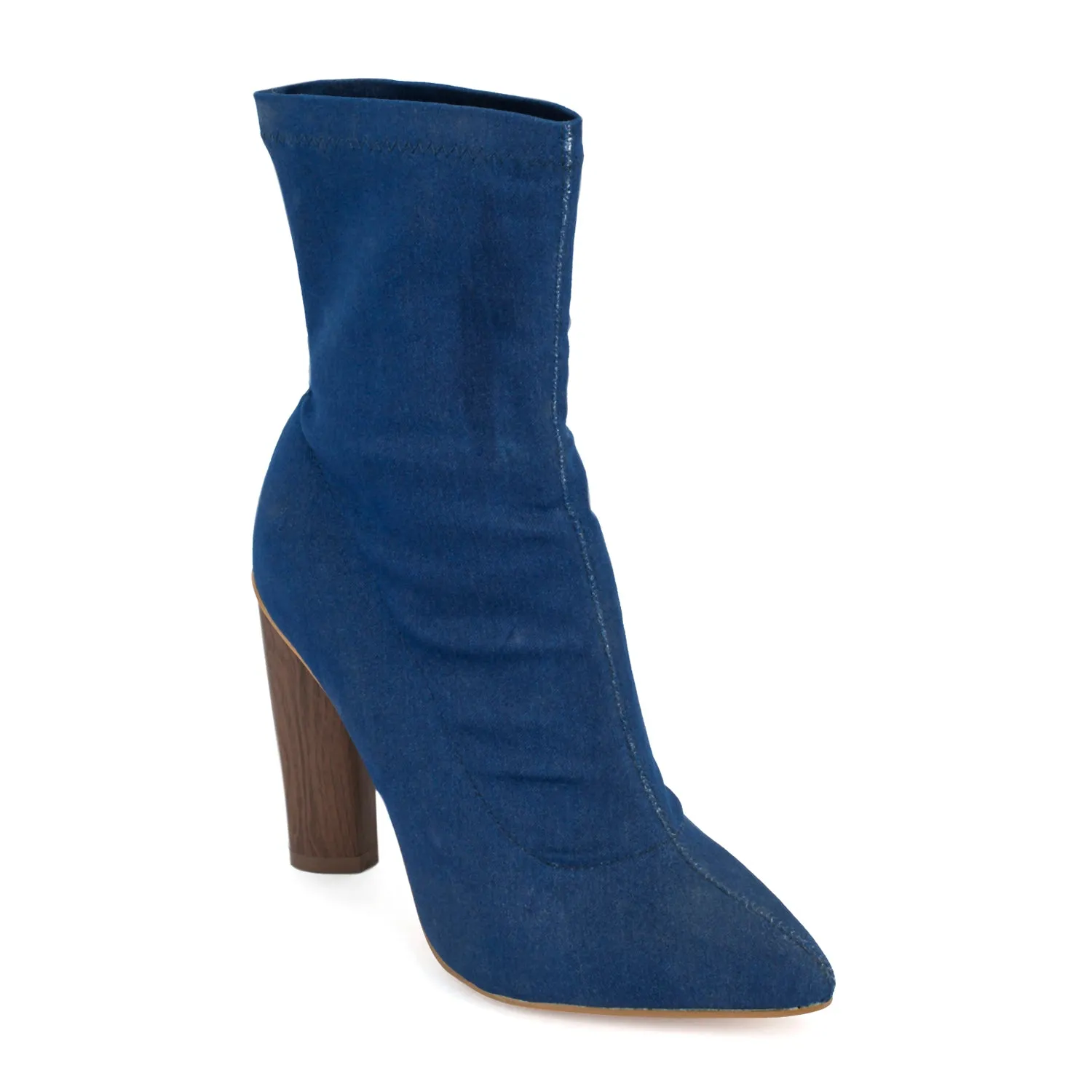 Denim Round Heel Ankle Boots