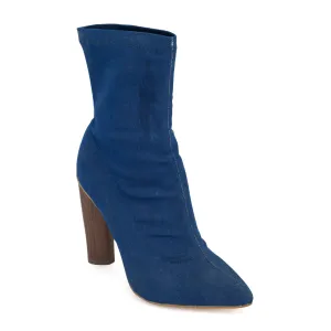 Denim Round Heel Ankle Boots