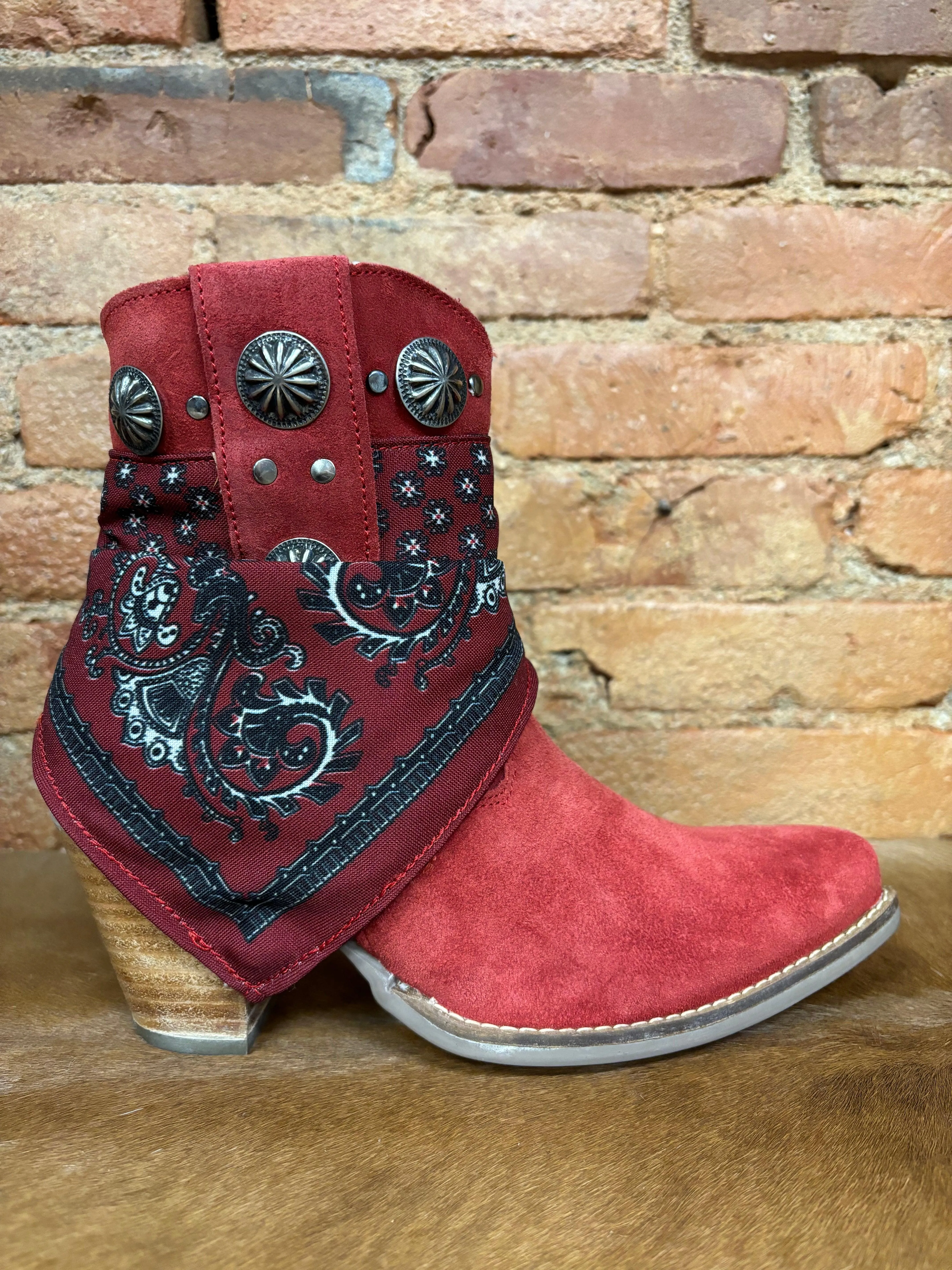 Dingo Women's Red Bandida Cowgirl Ankle Booties DI184-RED
