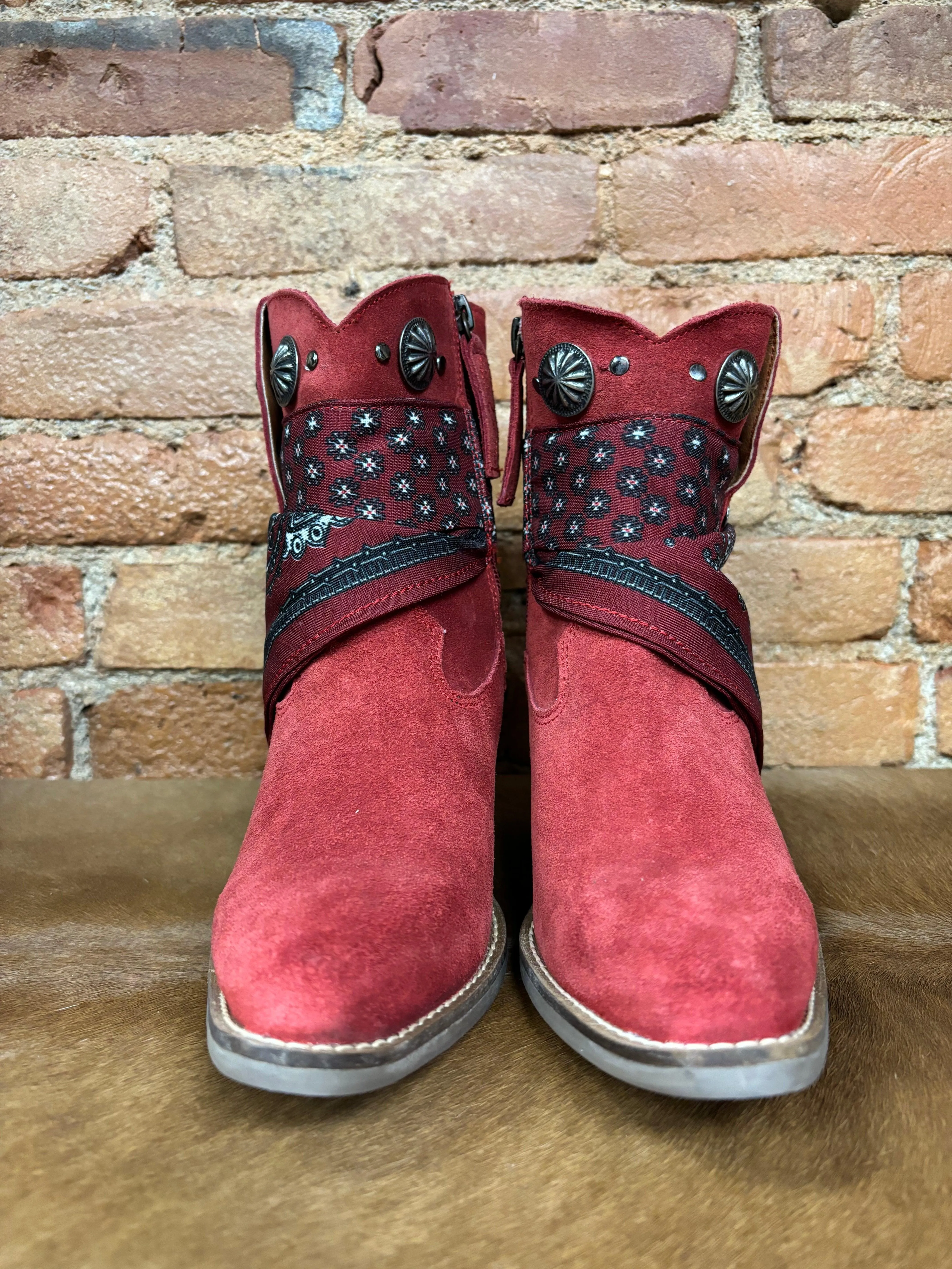 Dingo Women's Red Bandida Cowgirl Ankle Booties DI184-RED