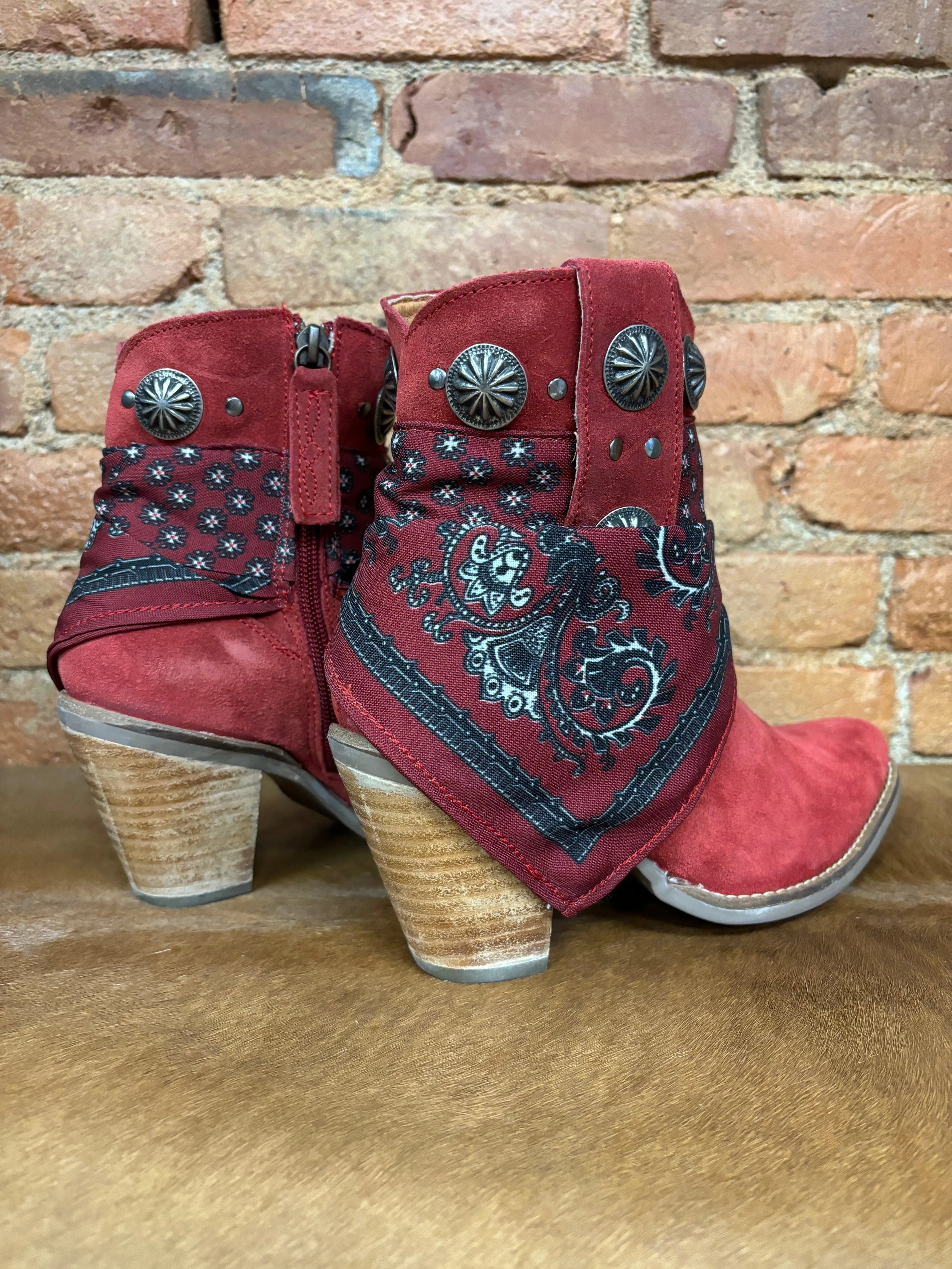 Dingo Women's Red Bandida Cowgirl Ankle Booties DI184-RED