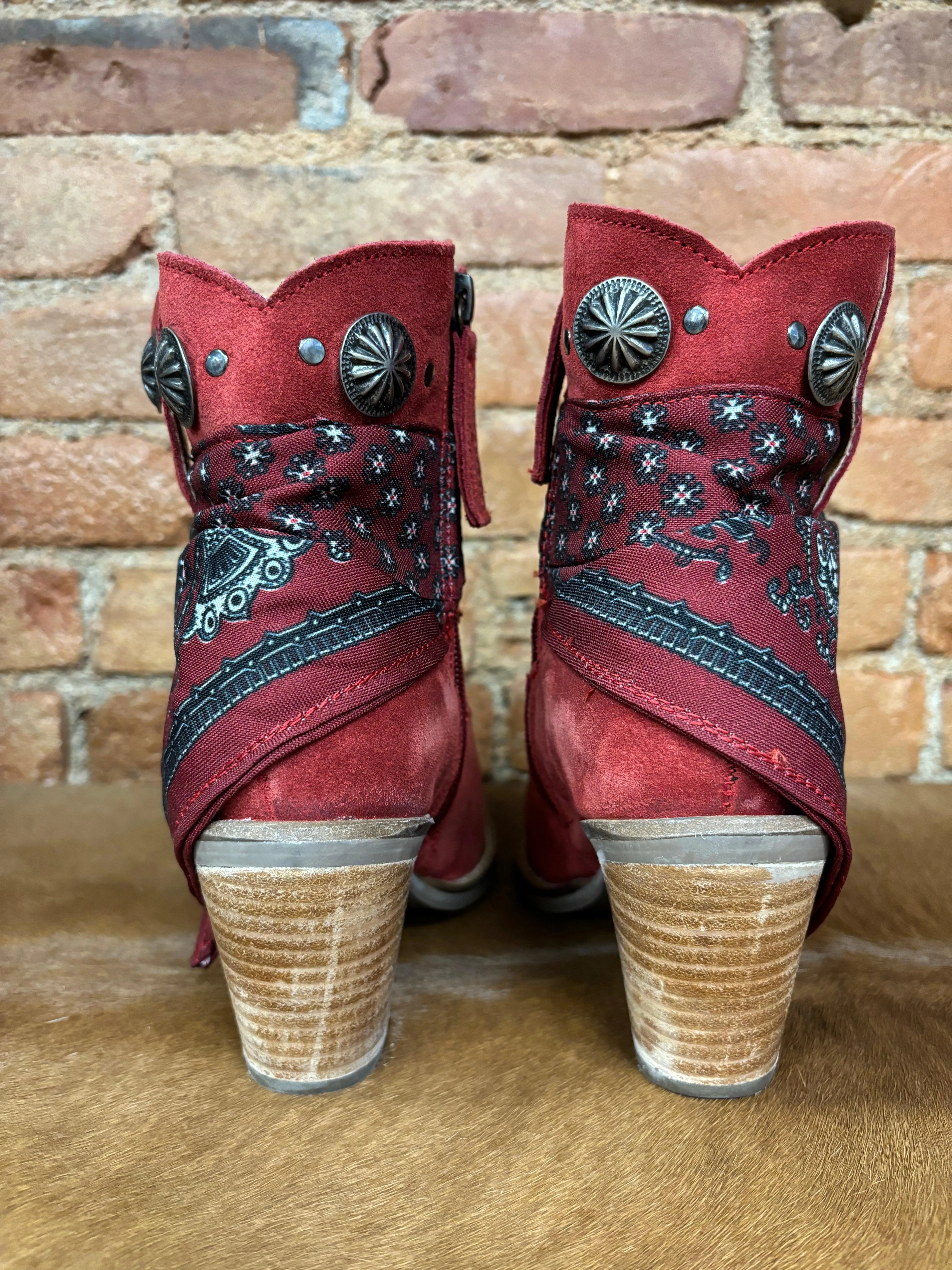 Dingo Women's Red Bandida Cowgirl Ankle Booties DI184-RED
