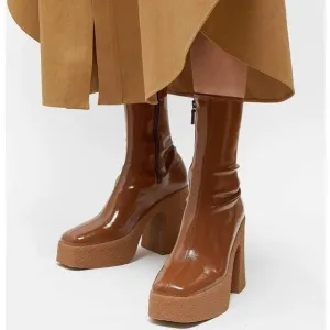 Elastic Leather Women Shoes Ankle Boots