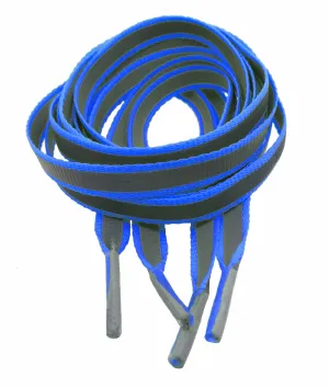 Flat Reflective Blue Shoelaces - 8mm wide