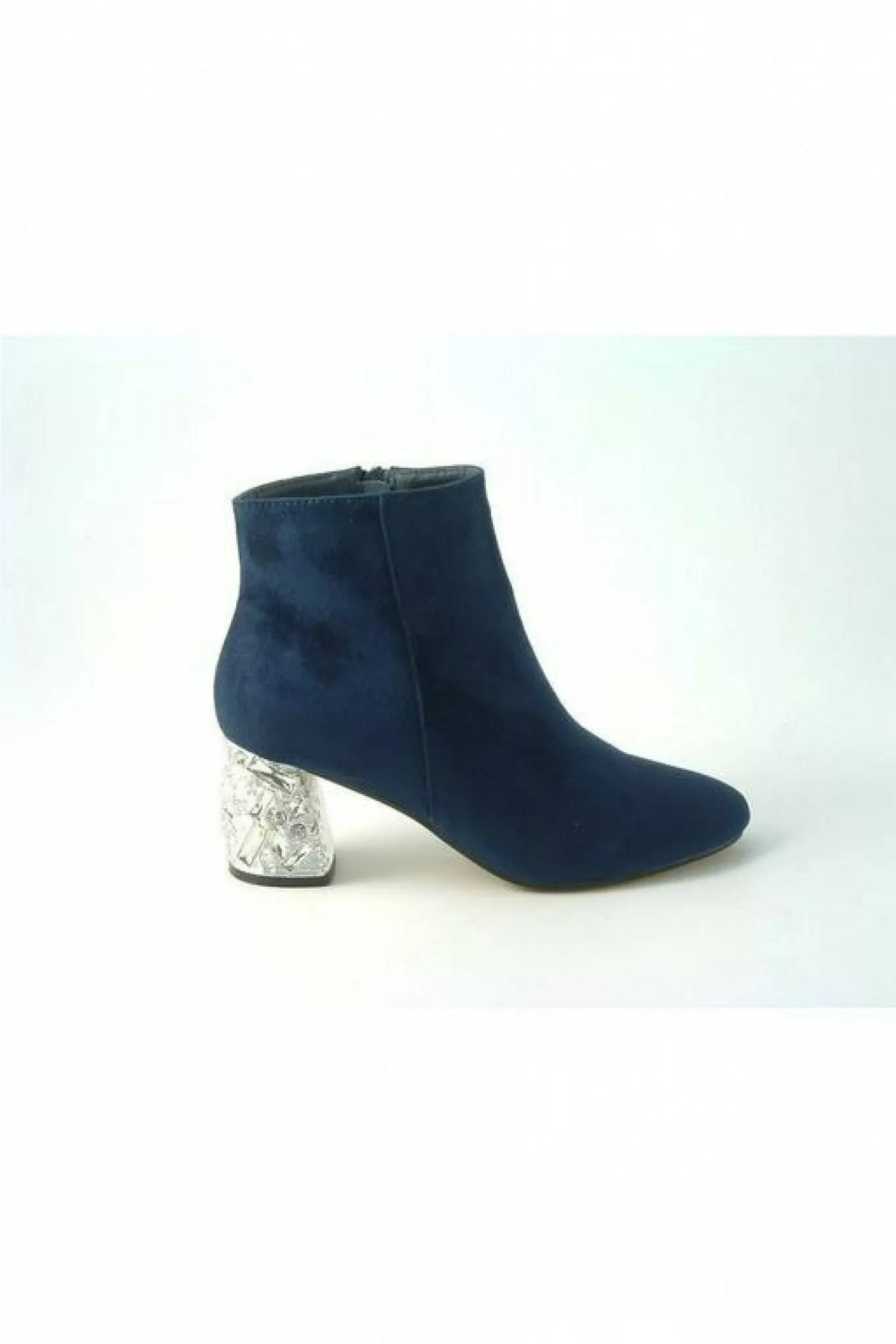 Glitz Shoes Celine Navy Sabatine Glitter Heel Suede Ankle Boot