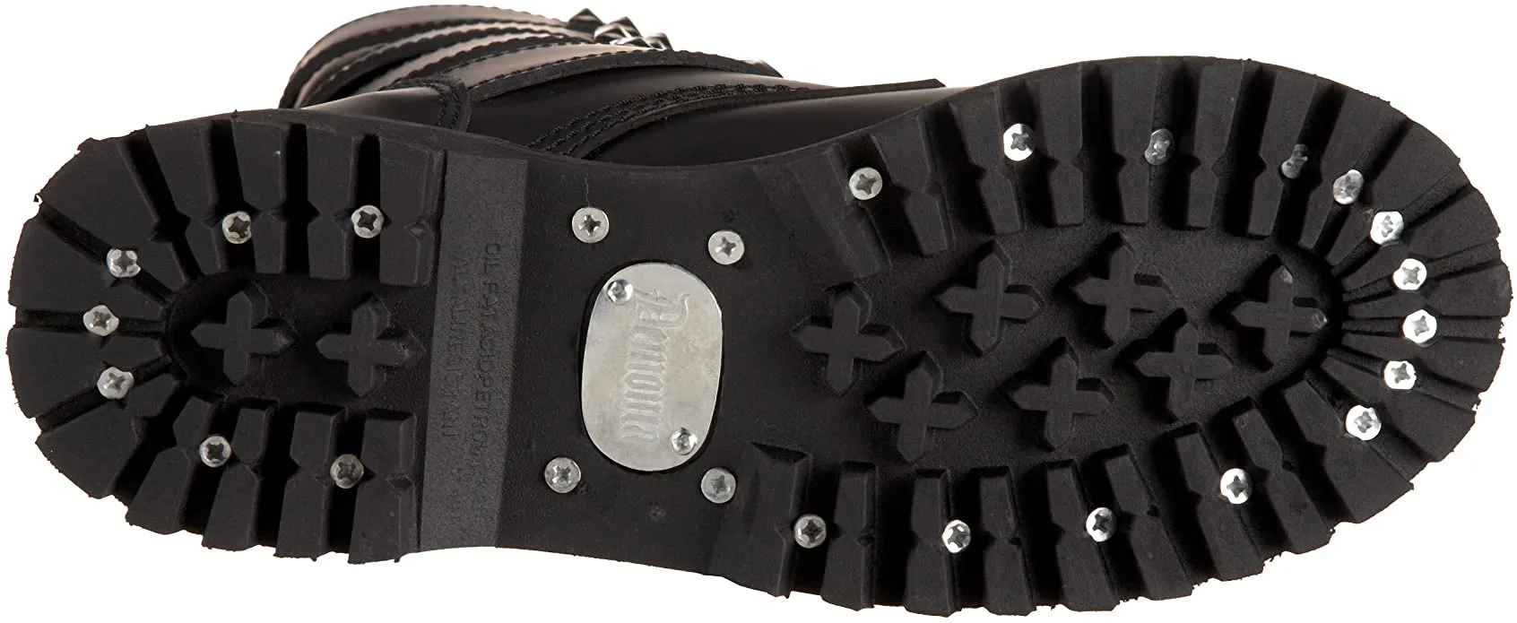 Gravel-10S Black Leather Lace-Up Mid-Calf Combat Boot w/ Studded Buckle