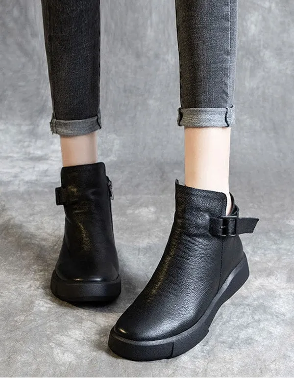 Handmade Retro Leather Ankle Boots for Women