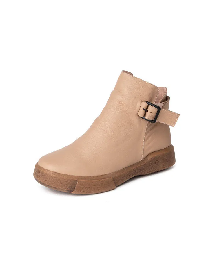 Handmade Retro Leather Ankle Boots for Women