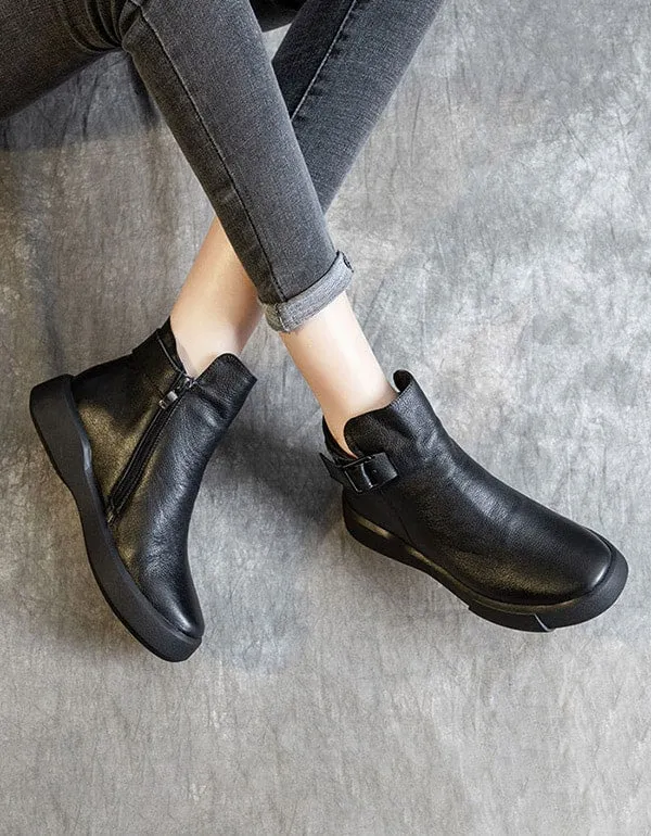 Handmade Retro Leather Ankle Boots for Women