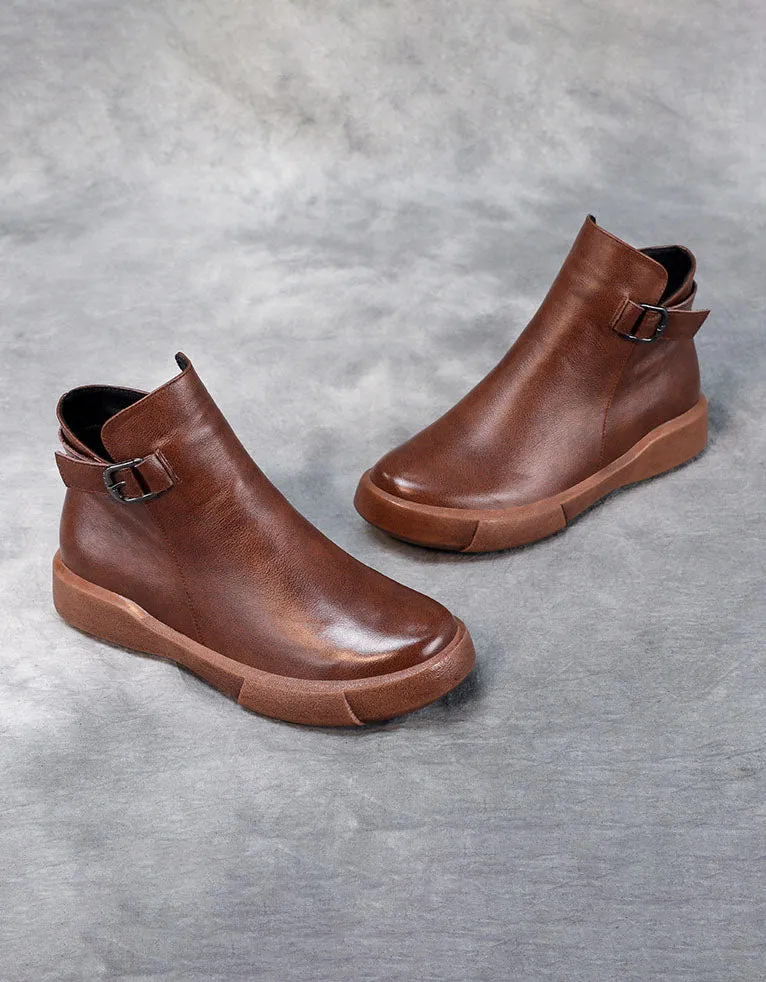 Handmade Retro Leather Ankle Boots for Women