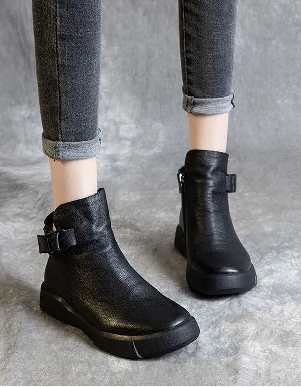 Handmade Retro Leather Ankle Boots for Women