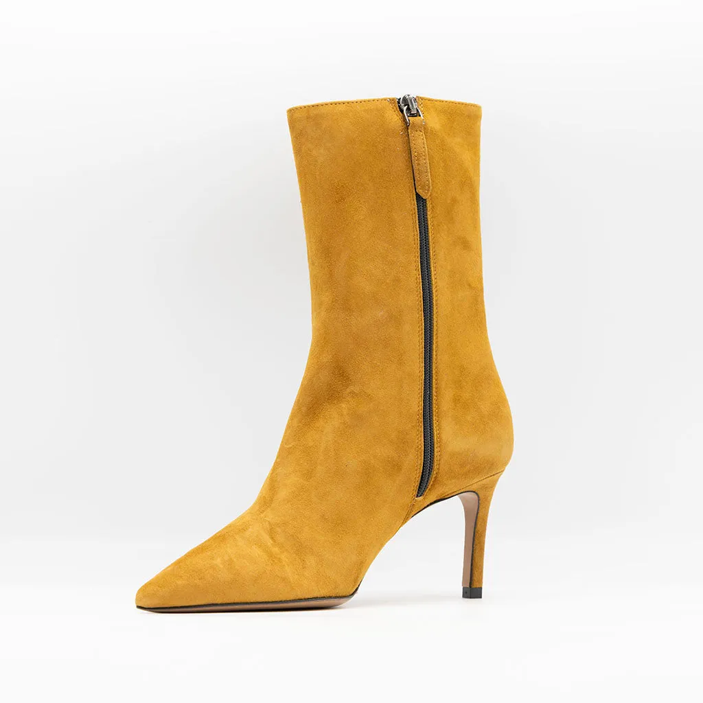 High Shaft Ankle Boots in Cognac Suede