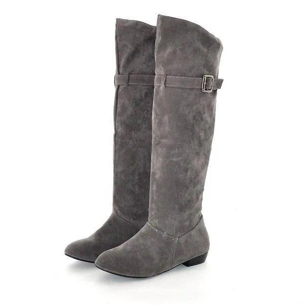 Knee high buckle boots for winter