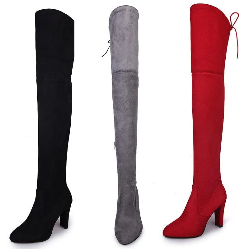 Knee High Faux Suede High Heel Boots