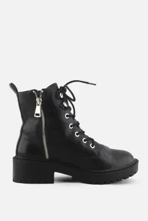 Lefties Zipper Laces Combat Boots | 100% Authentic Leather