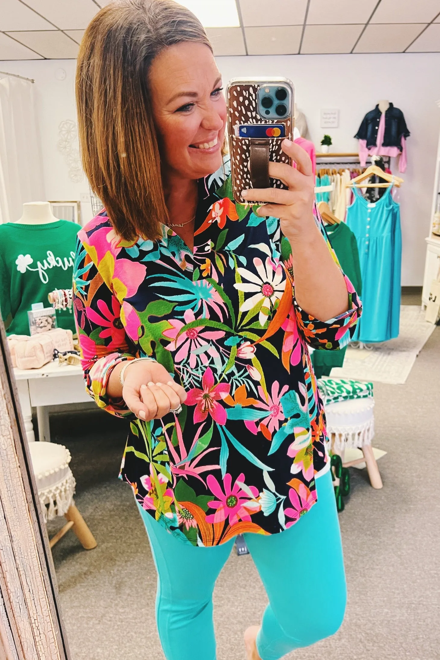 Lizzy Top in Tropical Navy