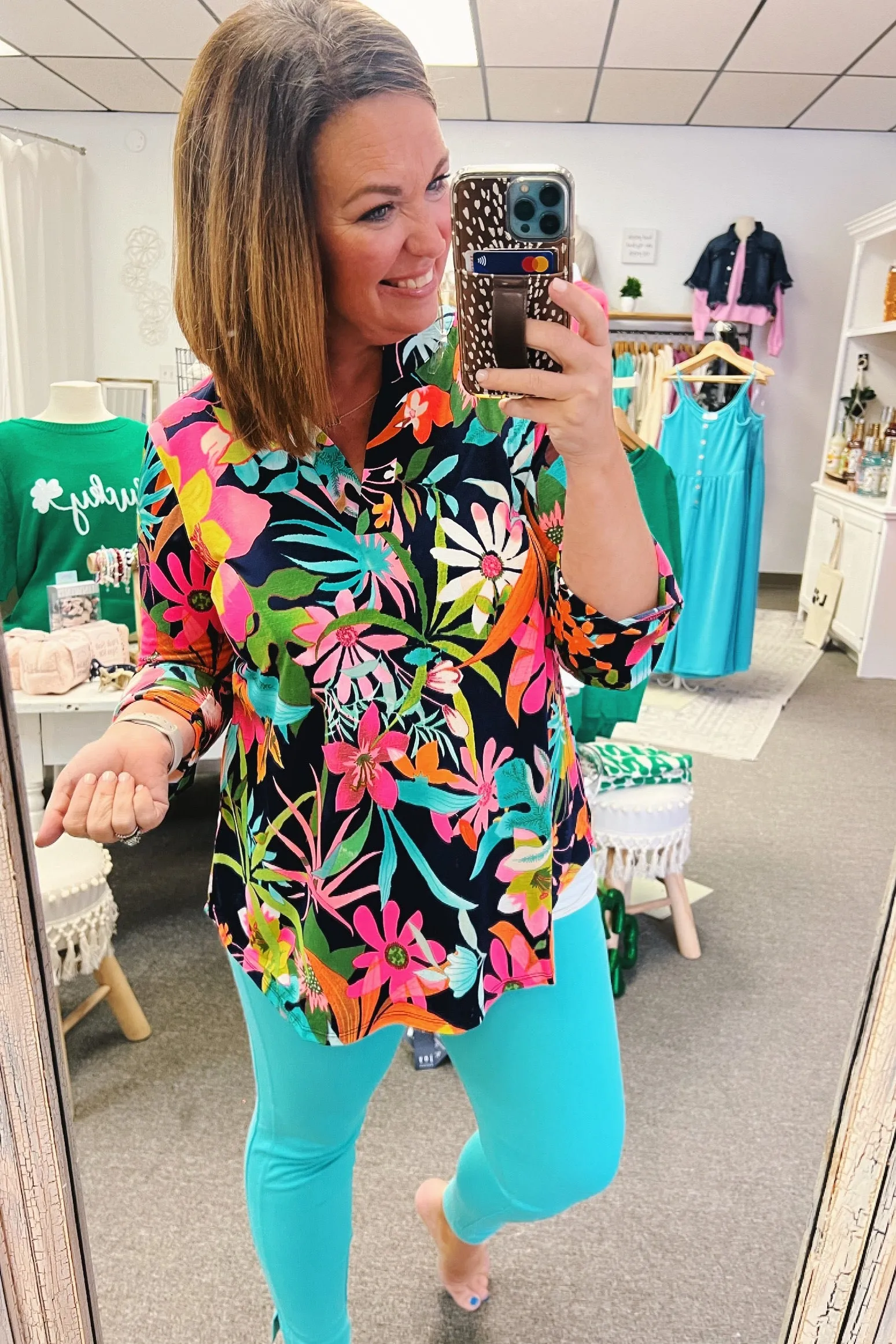 Lizzy Top in Tropical Navy