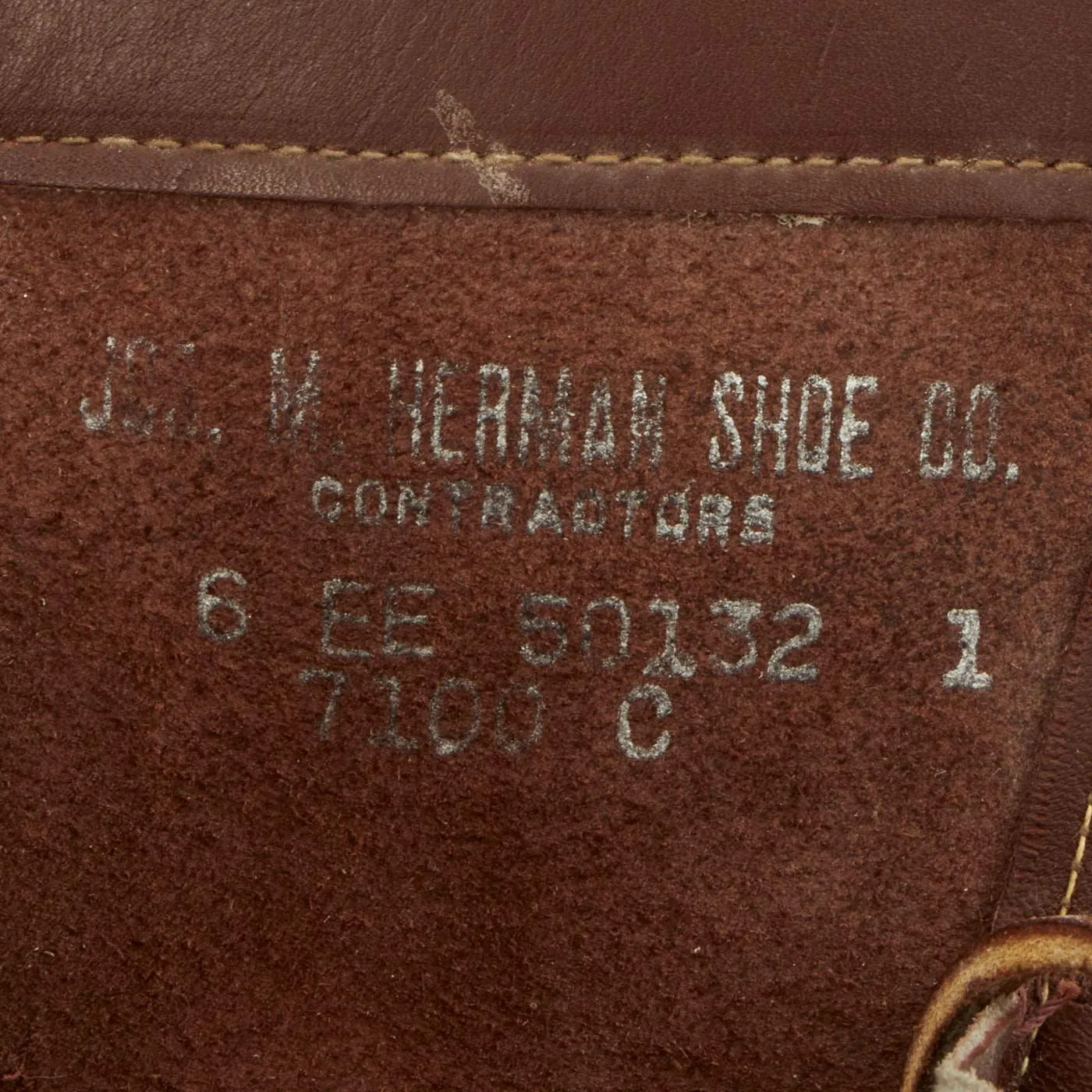 Original U.S. WWII Airborne Paratrooper Brown Leather Jump Boots by Herman in Size 6 - New Old Stock