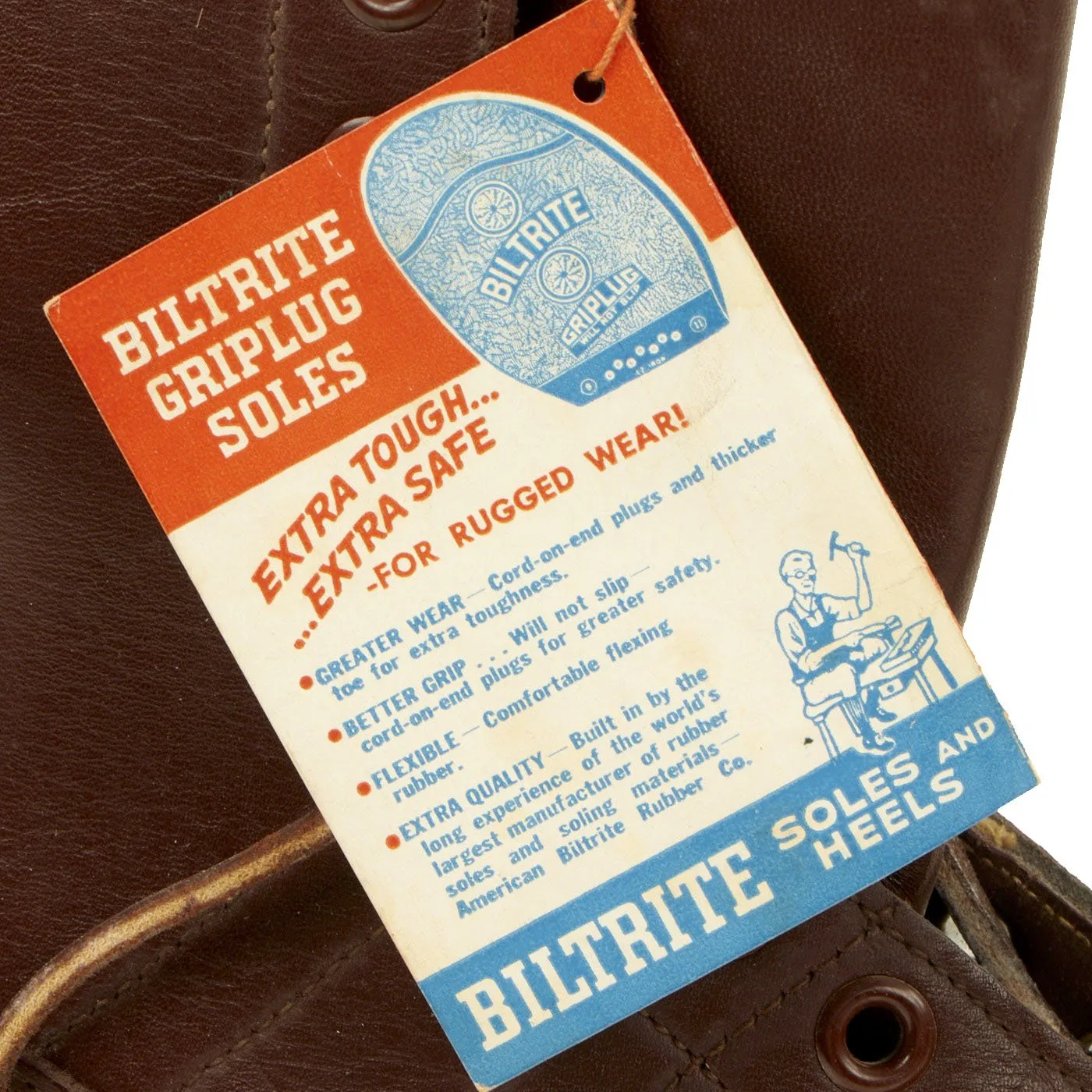 Original U.S. WWII Airborne Paratrooper Brown Leather Jump Boots by Herman in Size 6 - New Old Stock
