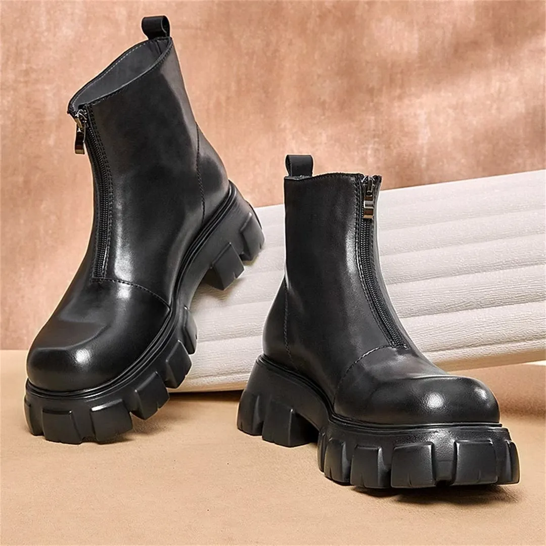 Sheepskin Chic Zipper Vintage Martin Boots